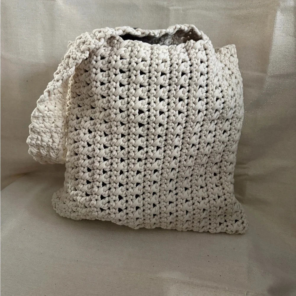 Handcrafted Cream Crochet Shoulder Bag